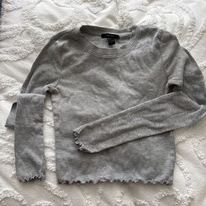Forever 21 Gray Ribbed Long Sleeve Top